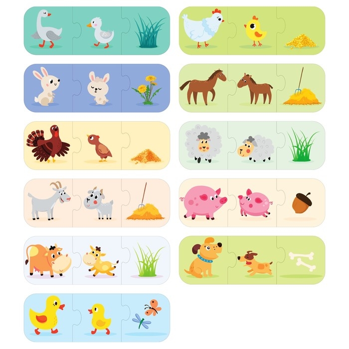 Набор 3 в 1 &laquo;Моя ферма&raquo;: 11 пазлов-цепочек, книга с наклейками, раскраска