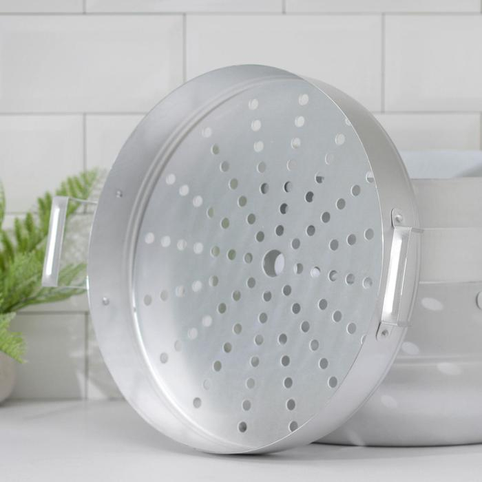 Мантоварка алюминиевая, 13 л, d=34,5 см, с 3 сетками, металлическая крышка