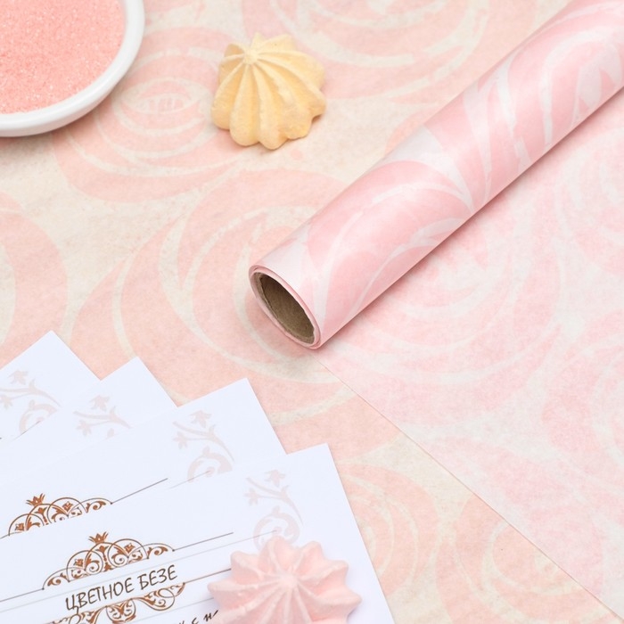 Бумага силиконизированная &laquo;Розы пудровые&raquo;, для выпечки, 0,38 х 5 м