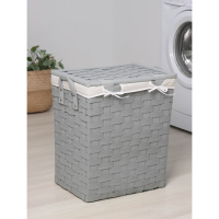 Корзина для белья Доляна &laquo;Плетение&raquo;, с крышкой, 46&times;34&times;50 см, цвет серый