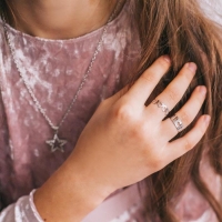 Набор «Выбражулька» 3 предмета: кулон 40 см, 2 кольца, звезда, цвет белый в серебре Набор «Выбражулька» 3 предмета: кулон 40 см, 2 кольца, звезда, цвет белый в серебре