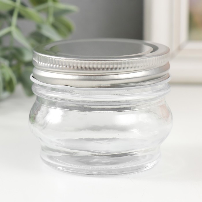 Банка для свечей стекло с крышкой Банка для свечей стекло с крышкой "Округлая" прозрачная 100 мл 7х7х5,5 см