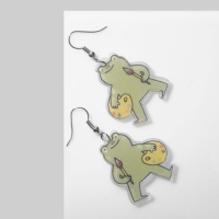 Серьги «Лягушка», цвет зелёный в серебре Серьги «Лягушка», цвет зелёный в серебре