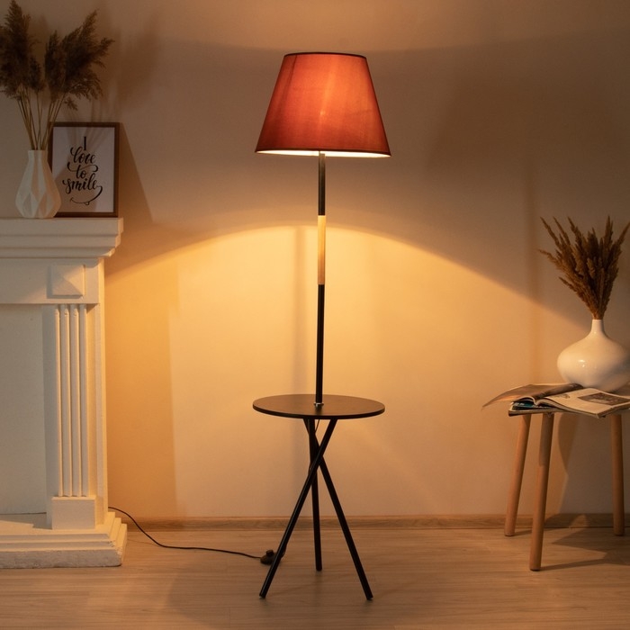 Торшер "Патрисиа" 1х15Вт Е27 со столиком черный/коричневый 40х40х157см