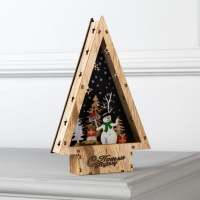 Светодиодная фигура &laquo;Снеговик&raquo; 14 &times; 22.5 &times; 4 см, дерево, батарейки АААх2 (не в комплекте), свечение тёплое белое