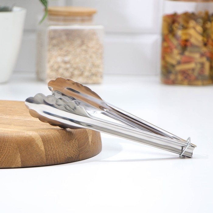 Щипцы кухонные Доляна &laquo;Лист&raquo;, 21,5 см, цвет серебристый