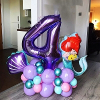 Шар фольгированный 40" &laquo;Цифра 4&raquo;, цвет сиреневый, 1 шт.