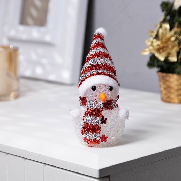 Ёлочная игрушка «Красный снеговичок» 8 см, батарейки AG13 (в комплекте), свечение мульти (RGB) Ёлочная игрушка «Красный снеговичок» 8 см, батарейки AG13 (в комплекте), свечение мульти (RGB)