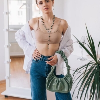 Бусы шар №8 &laquo;Малахит&raquo; галстук, 60 см