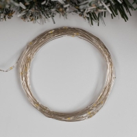 Гирлянда &laquo;Нить&raquo; 5 м роса, IP65, серебристая нить, 50 LED, 8 режимов, батарейки AAх3 (нет в комплекте), свечение тёплое белое