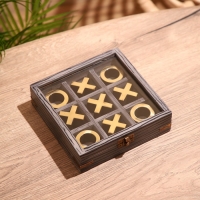 Игра настольная "Крестики-нолики" 18х18 см, манговое дерево, латунь Игра настольная "Крестики-нолики" 18х18 см, манговое дерево, латунь