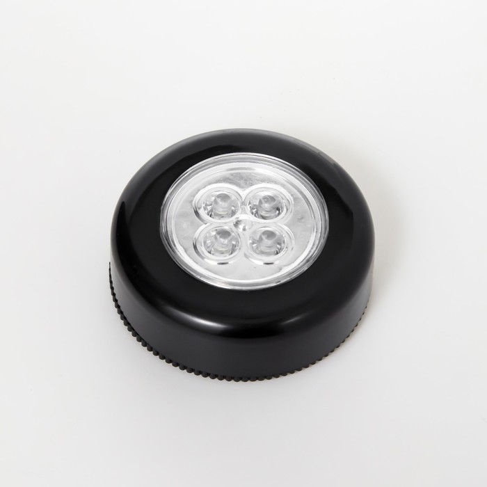 Ночник-пушлайт Ночник-пушлайт "Круг" 4 диода, 3ААА чёрный 2,5х6,5х6,5 см RISALUX