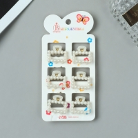 Краб для волос "Авена" (набор 6 шт) прямой, 2,5 см, белый