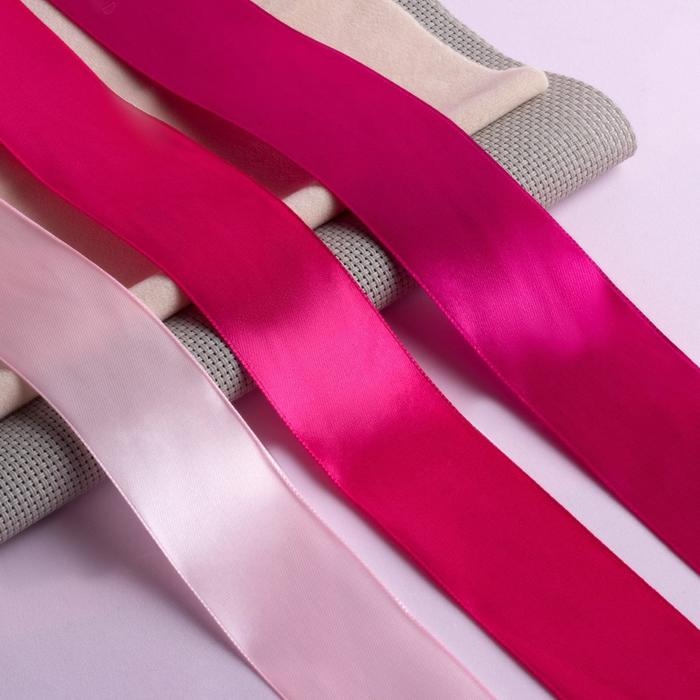 Набор атласных лент, 3 шт, размер 1 ленты: 40 мм &times; 23 &plusmn; 1 м, цвет розовый спектр