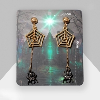 Серьги &laquo;Пауки&raquo; с паутиной, цвет серый в золоте, 8 см