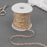 Тесьма отделочная «Вьюнчик» с золотой нитью, 5 мм, 27 ± 1 м, цвет бежевый Тесьма отделочная «Вьюнчик» с золотой нитью, 5 мм, 27 ± 1 м, цвет бежевый