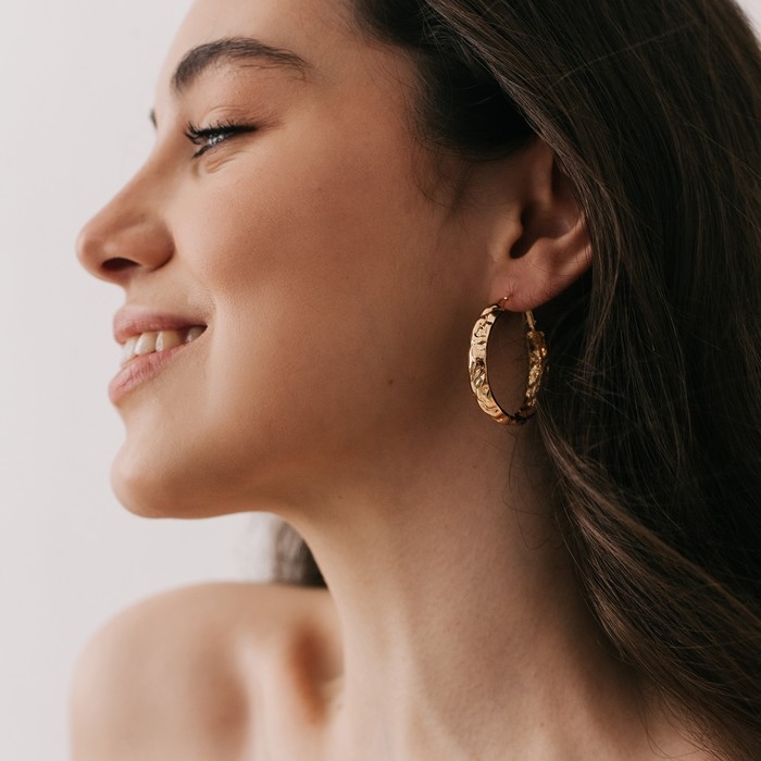 Серьги-кольца &laquo;Геометрия&raquo; неровные линии, цвет золото, d=3,5