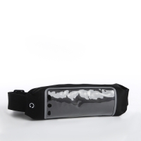 Сумка поясная на молнии, светоотражающие элементы, цвет чёрный Сумка поясная на молнии, светоотражающие элементы, цвет чёрный