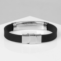 Браслет унисекс «Стиль» прямоугольник с узором, цвет чёрный с серебром, 22 см Браслет унисекс «Стиль» прямоугольник с узором, цвет чёрный с серебром, 22 см