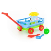 Набор для игры в песке №420: тележка, ведро, ситечко, лопатка, грабельки, формочка