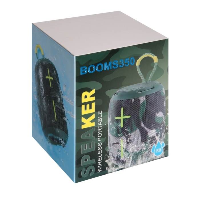 Портативная колонка Booms350, 7 Вт, 1200 мАч, подсветка, micro SD, хаки Портативная колонка Booms350, 7 Вт, 1200 мАч, подсветка, micro SD, хаки