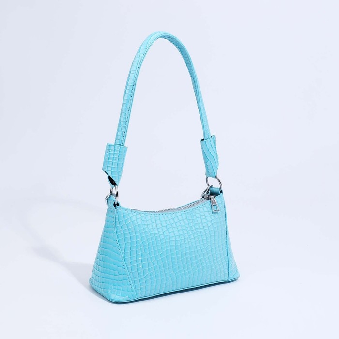 Сумка-багет на молнии, цвет голубой