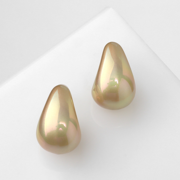 Серьги пластик &laquo;Капля&raquo; гладкие мини, цвет бежевый