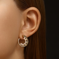 Серьги с жемчугом &laquo;Бусина&raquo; горошина, цвет золото