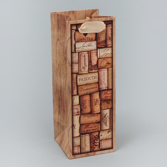 Пакет подарочный под бутылку, упаковка, &laquo;Радости&raquo;, 9 х 25 х 8.9 см