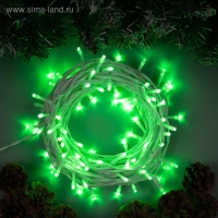 Гирлянда &laquo;Нить&raquo; 10 м, IP44, УМС, белая нить, 100 LED, свечение зелёное, 8 режимов, 24 В