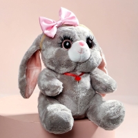 Мягкая игрушка «Зайка Ла-Пу-Ля в платье с повязкой бант», цвет серый, 20 см Мягкая игрушка «Зайка Ла-Пу-Ля в платье с повязкой бант», цвет серый, 20 см