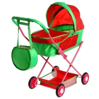Коляска кукольная №4, цвет красно-зелёный Коляска кукольная №4, цвет красно-зелёный