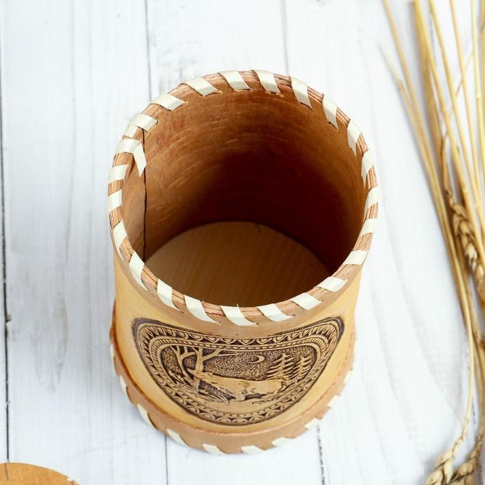 Туес &laquo;Медведь&raquo;, 8&times;8&times;12, береста