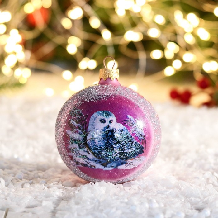 Шар новогодний "Сова" 8 см