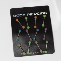 Пирсинг в язык &laquo;Шарики&raquo; желе, L=1,9 см, цвет МИКС в серебре (набор 12 шт.)