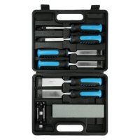 Набор стамесок ТУНДРА, 2К рукоятки, 45 сталь, 6 - 38 мм, с набором для заточки, кейс, 6 шт. 960445 Набор стамесок ТУНДРА, 2К рукоятки, 45 сталь, 6 - 38 мм, с набором для заточки, кейс, 6 шт. 960445