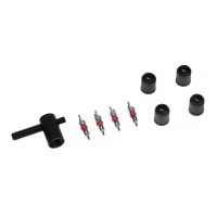 Набор автолюбителя №4, 4 колпачков, пластик, 4 золотников коротких, ключ Набор автолюбителя №4, 4 колпачков, пластик, 4 золотников коротких, ключ