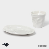 Кофейная пара фарфоровая Magistro &laquo;Бланш&raquo;, 2 предмета: чашка 80 мл, блюдце 13&times;10,5 см