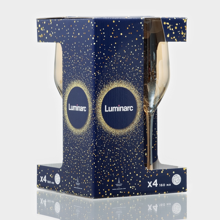 Набор стеклянных бокалов для шампанского &laquo;Золотой мёд&raquo;, 160 мл, 4 шт