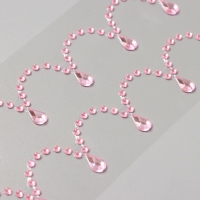 Наклейка пластик стразы "Подвесы" розовая 35х8 см