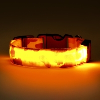 Ошейник с подсветкой Милитари 3 режима свечения размер S, ОШ 22-40 х 2,5 см жёлтый Ошейник с подсветкой Милитари 3 режима свечения размер S, ОШ 22-40 х 2,5 см жёлтый