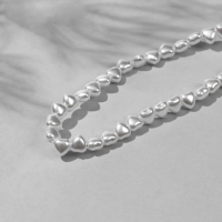 Бусины пластиковые на нити &laquo;Жемчуг&raquo; сердце 0,6&times;0,6&times;0,5 см, (набор 180 шт.), цвет белый