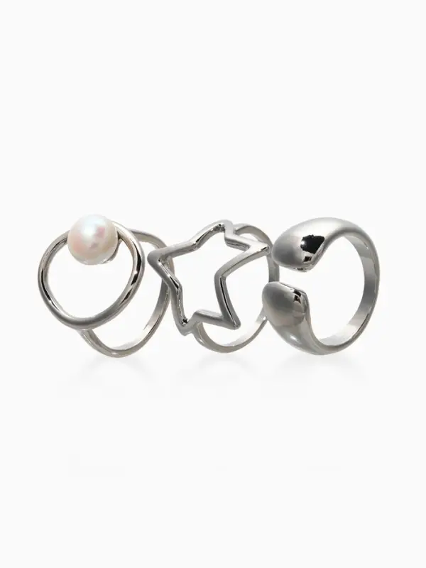 Набор колец 3 шт "Новый стиль" космос, размер МИКС, цвет белый в серебре