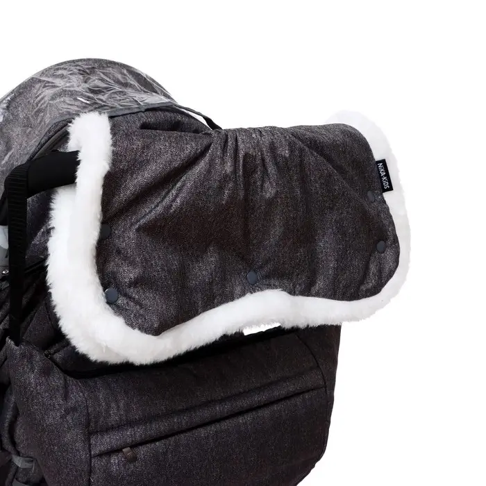 Санки - коляска &laquo;Наши детки 6&raquo;, чехол для ног, муфта, сумка, принт с ламой, серый