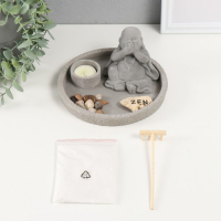 Сад камней Дзен d=16,5 см "Хотей: ничего не говорю", со свечой, серый Сад камней Дзен d=16,5 см "Хотей: ничего не говорю", со свечой, серый