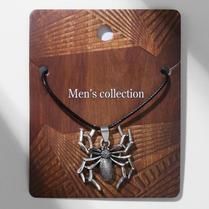 Кулон мужской &laquo;Паук&raquo;, цвет чернёное серебро на чёрном шнурке, 40 см