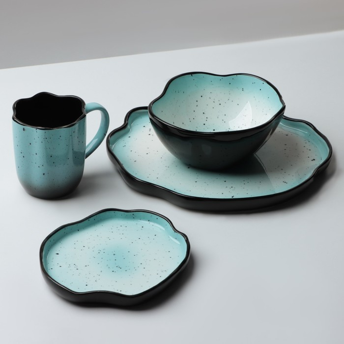 Тарелка керамическая неровный край «Синяя», 17 см, цвет синий Тарелка керамическая неровный край «Синяя», 17 см, цвет синий