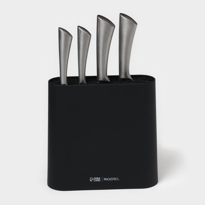 Подставка для ножей с наполнителем Magistro &laquo;Нежность&raquo;, пластик, 21&times;7,5&times;22, чёрная