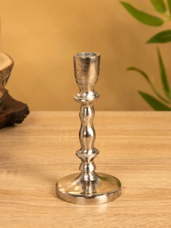 Подсвечник "Зима" 7х7х15 см, алюминий, цв. серебро