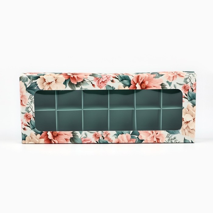 Коробка складная под 12 конфет &laquo;Цветы&raquo;, 3,8 х 10,5 х 26,5 см